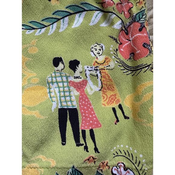 Loco Lindo Women Crop Pants Boho Rayon Elastic Waist green Hawaii Beach Sz S - Picture 2 of 14